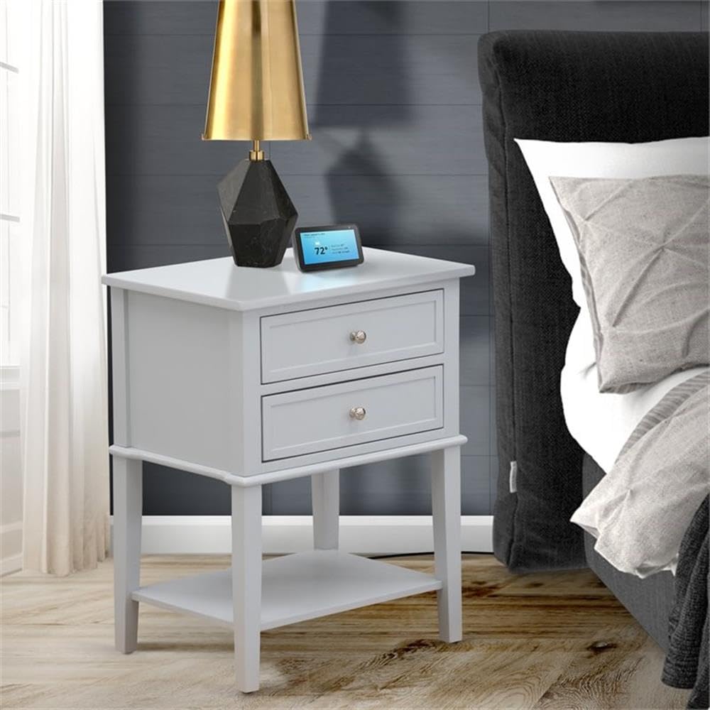 East West Furniture VL-14-ET Valencia Side Table - Rectangle Nightstand with 2 Drawers for Bedroom, 16x22 Inch Inch, Urban Gray